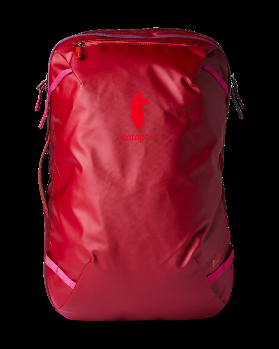 Cotopaxi Allpa 35L Travel Pack in crimson, front studio view