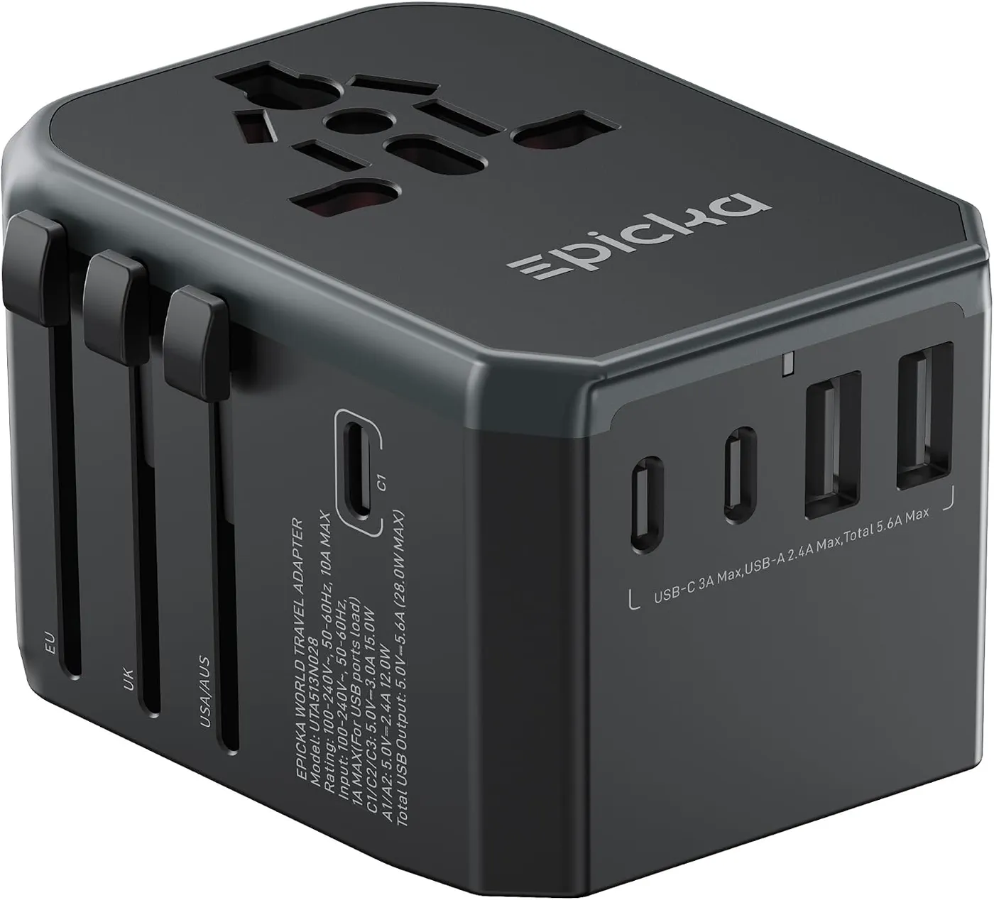 EPICKA universal travel adapter with USB ports