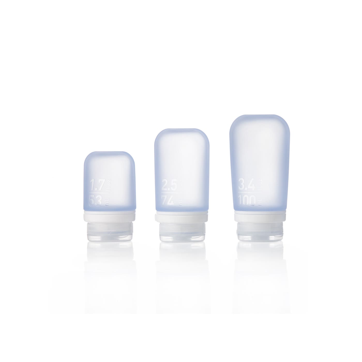 Humangear GoToob+ silicone travel bottles in multiple sizes